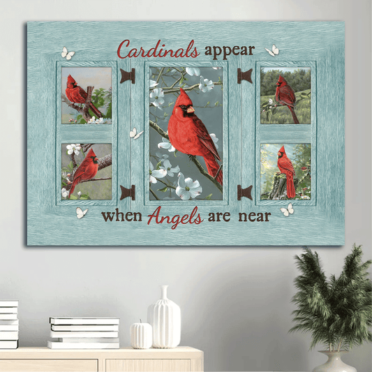 Jesus Landscape Canvas - Beautiful Cardinal Canvas, Spring Painting Landscape Canvas - Gift For Christian - Cardinals Appear When Angels Are Near Landscape Canvas