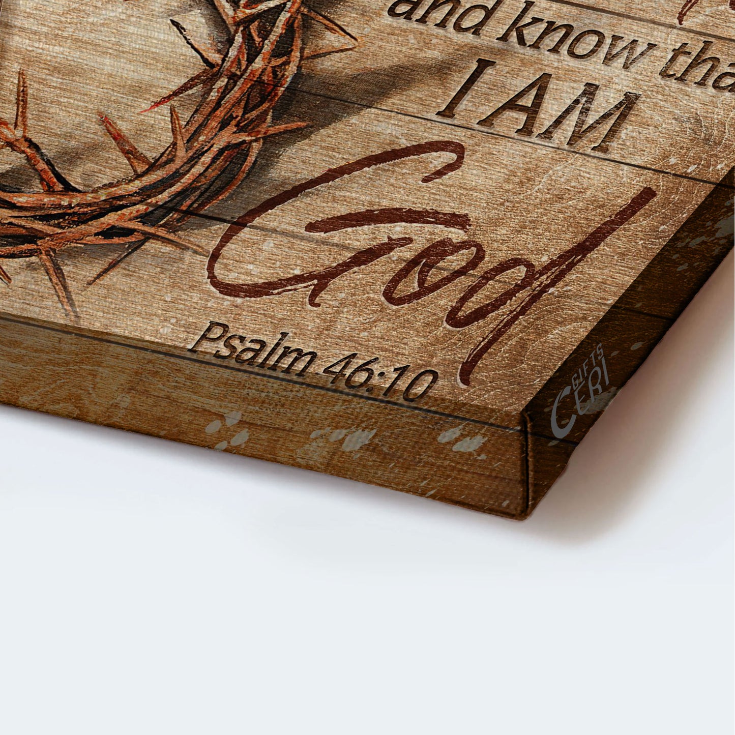 Jesus Landscape Canvas - Antique crown of thorn, Wooden cross Landscape Canvas - Gift For Christian - Be still and know that I am God