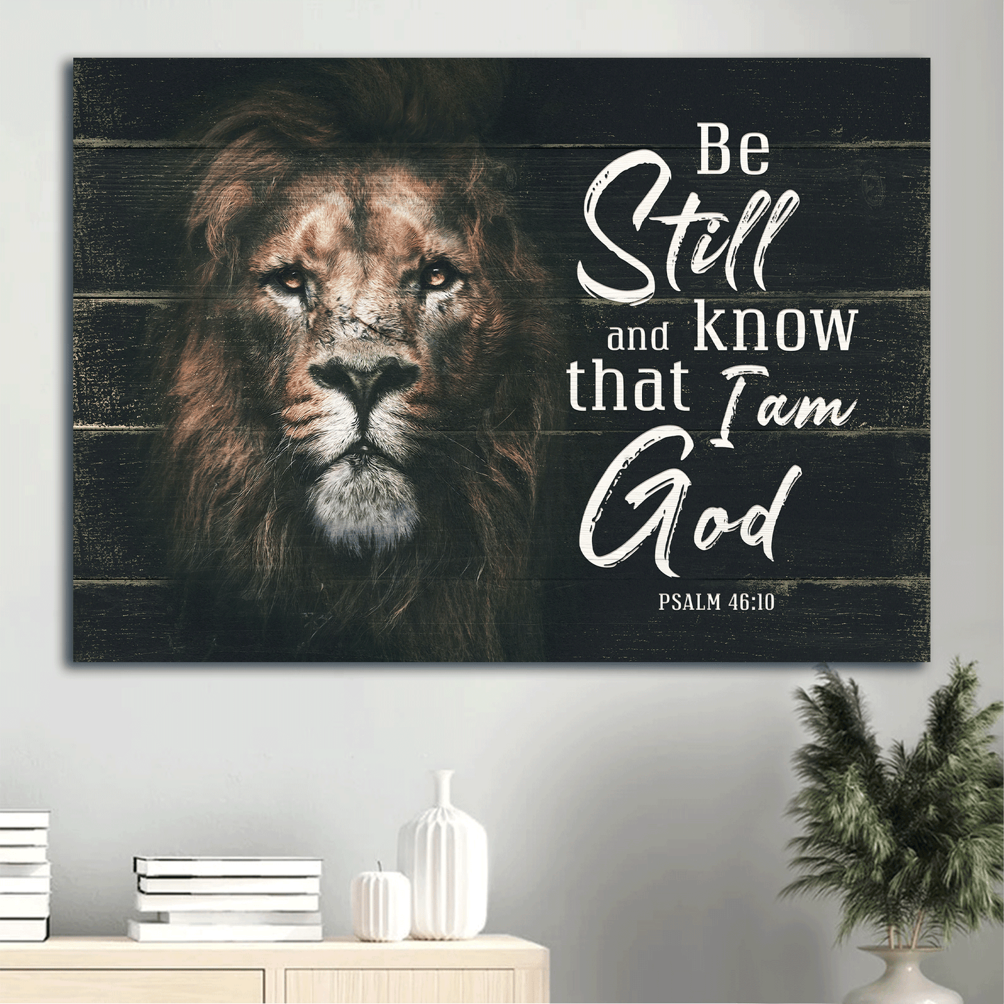 Jesus Landscape Canvas - Lion painting, Be still and know that I am God PSALM 46:10 Landscape Canvas - Gift For Christian Landscape Canvas
