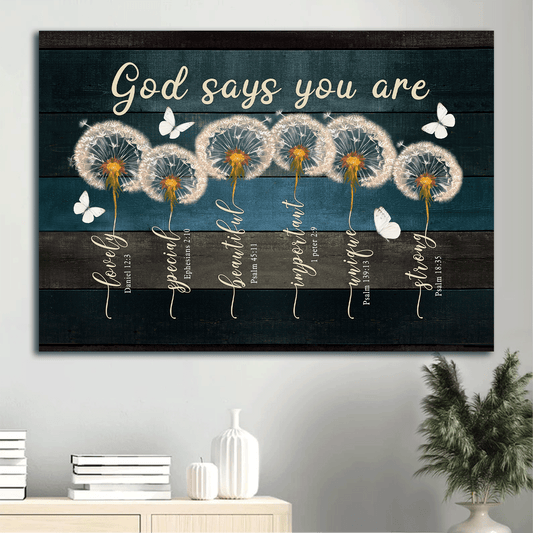 Jesus Landscape Canvas- Beautiful Dandelion, Butterfly Canvas- Gift For Christian- God Says You Are