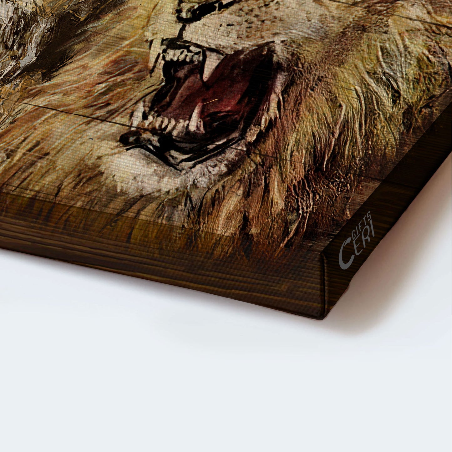 Jesus Landscape Canvas - Angry lion, Stunning Jesus face, Yellow background Landscape Canvas - Gift For Religious Christian