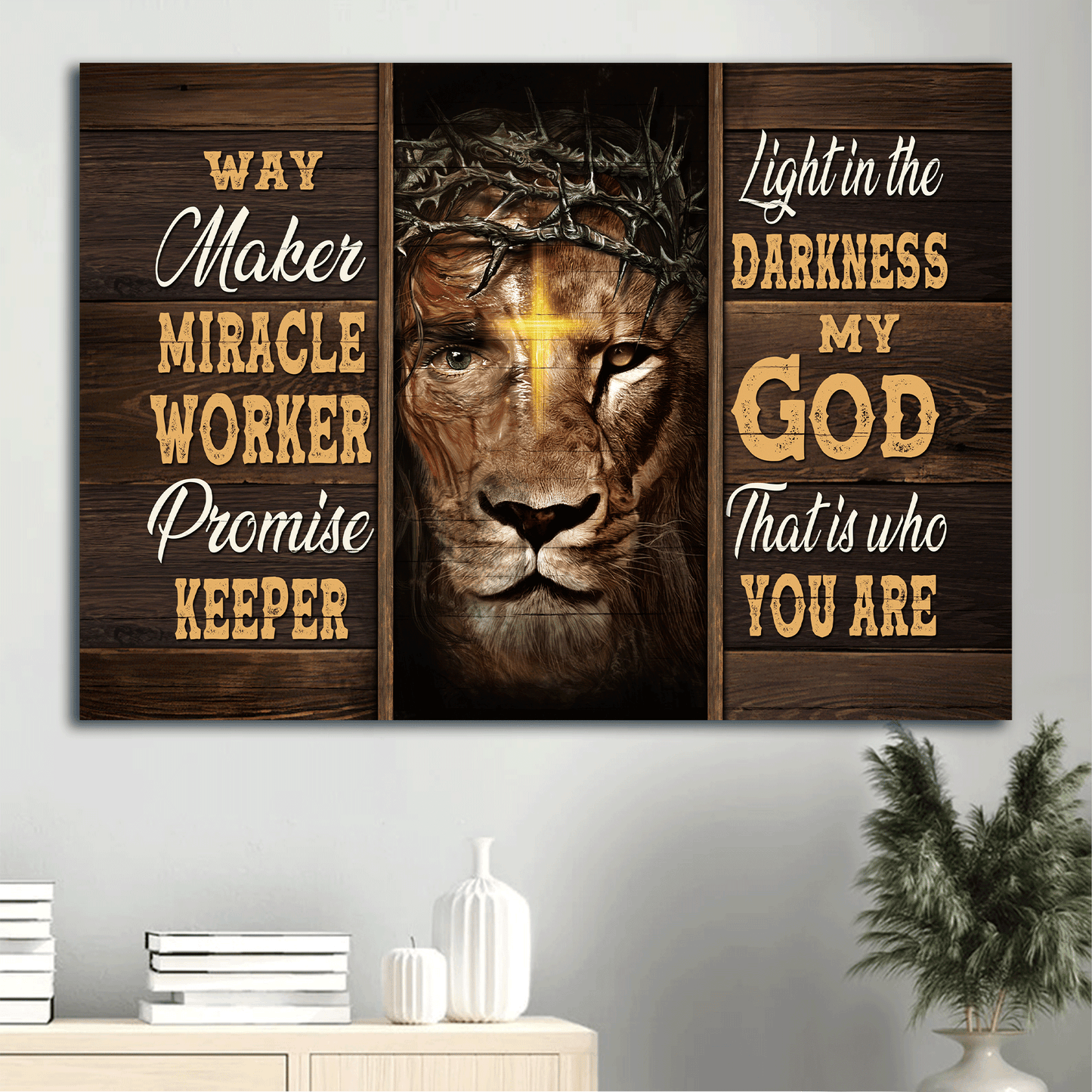 Jesus Landscape Canvas - Lion of Judah, Religious painting, Abstract art Landscape Canvas - Gift For Christian - My God, that is who you are Landscape Canvas
