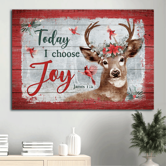 Jesus Landscape Canvas - Christmas, Unique Reindeer, Christmas Wreath Landscape Canvas - Gift For Christian - Today I Choose Joy Landscape Canvas