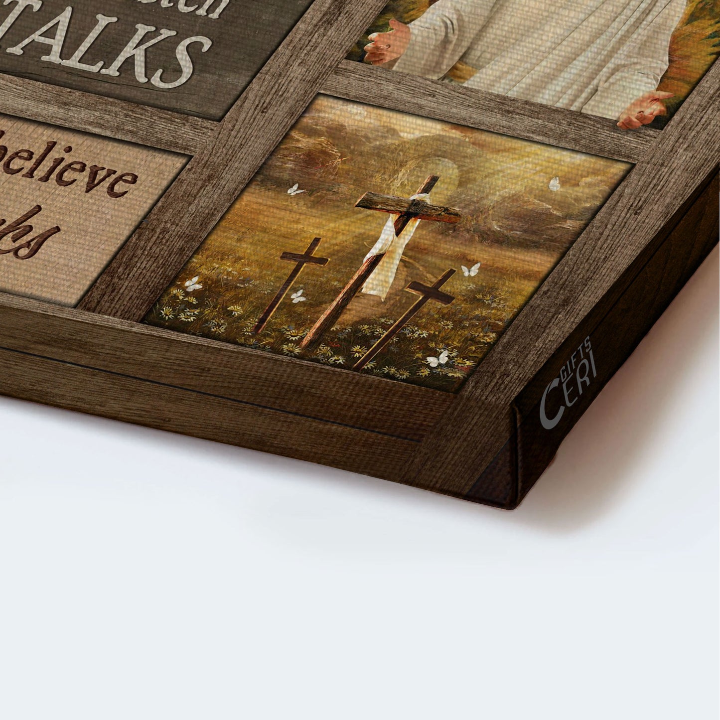 Jesus Landscape Canvas - Three crosses, Positive quote Landscape Canvas - Inspirational gift, Gift For Religious Christian - When you believe, God works