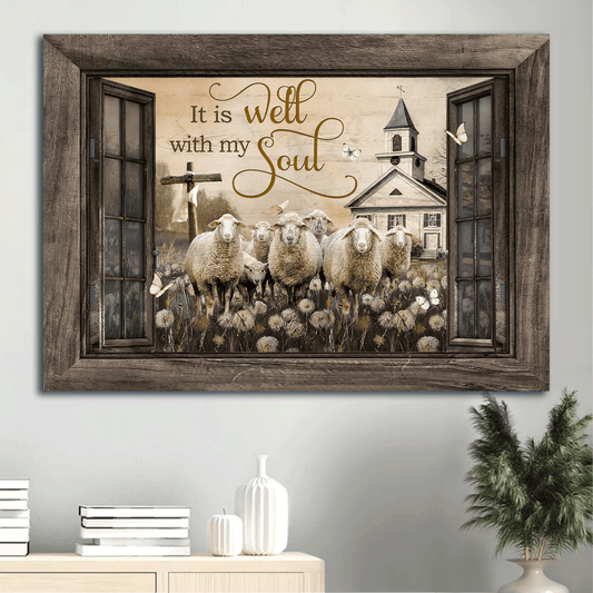 Jesus Landscape Canvas- Amazing Lamb Of God, Dandelion Field, Church Landscape Canvas- Gift For Christian- It Is Well With My Soul