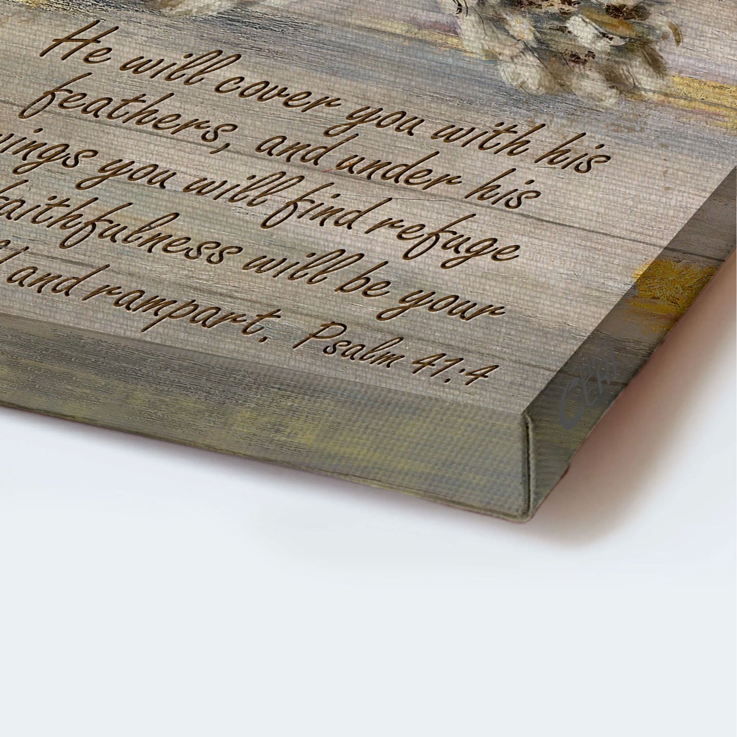 Jesus Landscape Canvas - Abstract Wings, Bible Verse Landscape Canvas - Inspirational Gift, Gift For Religious Christian - He Will Cover You With This Feathers