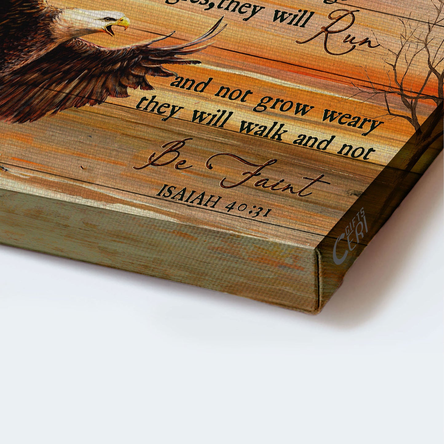 Jesus Landscape Canvas - Awesome eagle drawing, Sunset painting - Gift For Christian - Those who hope in the Lord will renew their strength - Landscape Canvas