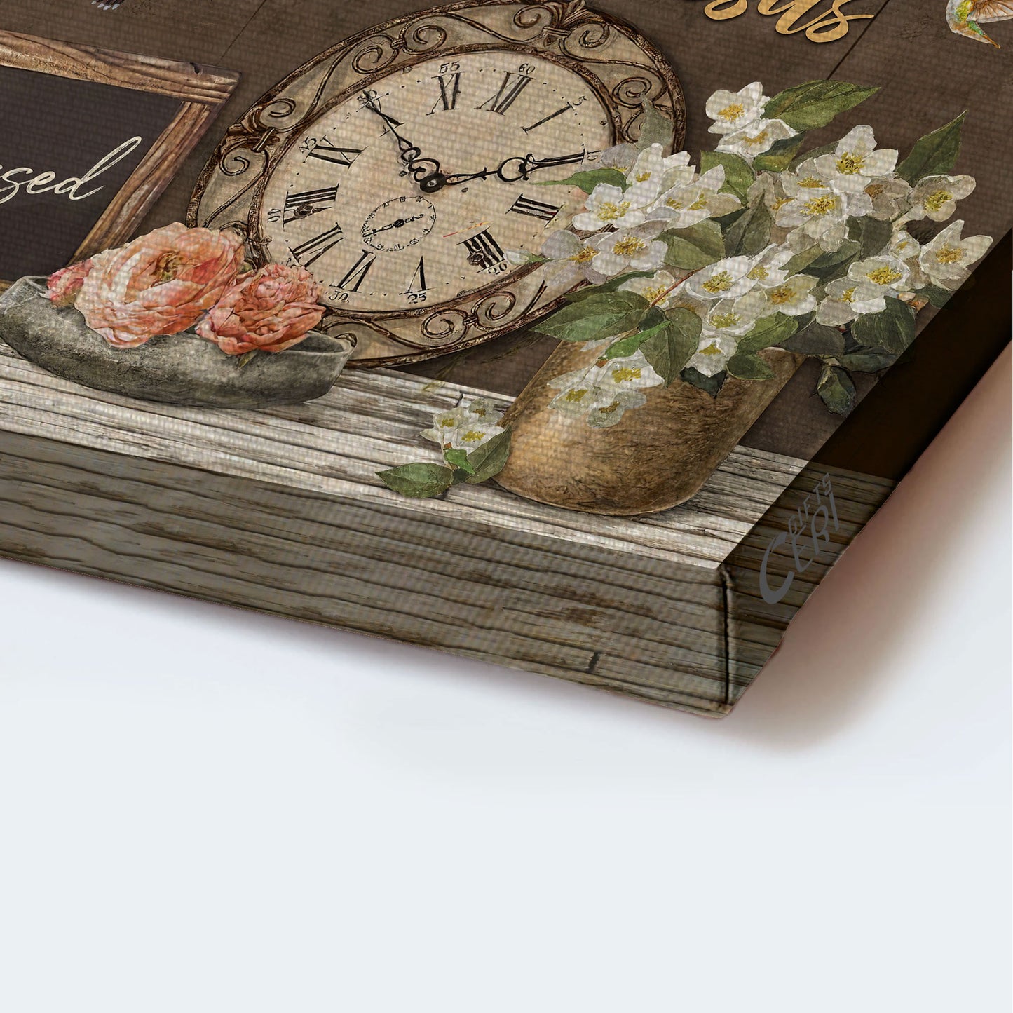 Jesus Landscape Canvas - Antique clock, Cotton flower, Jasmine Landscape Canvas - Gift For Christian - In the morning when I rise
