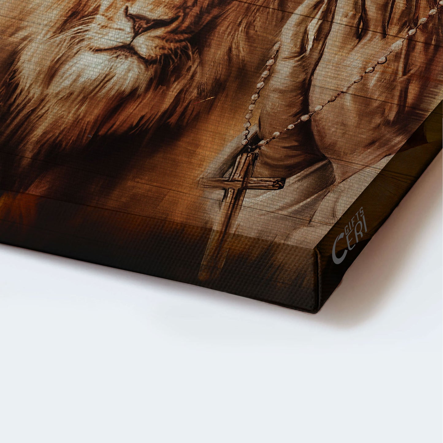Jesus Landscape Canvas - Angry lion, The face of Jesus, Jesus on the cross, Pray for healing Landscape Canvas - Gift For Religious Christian
