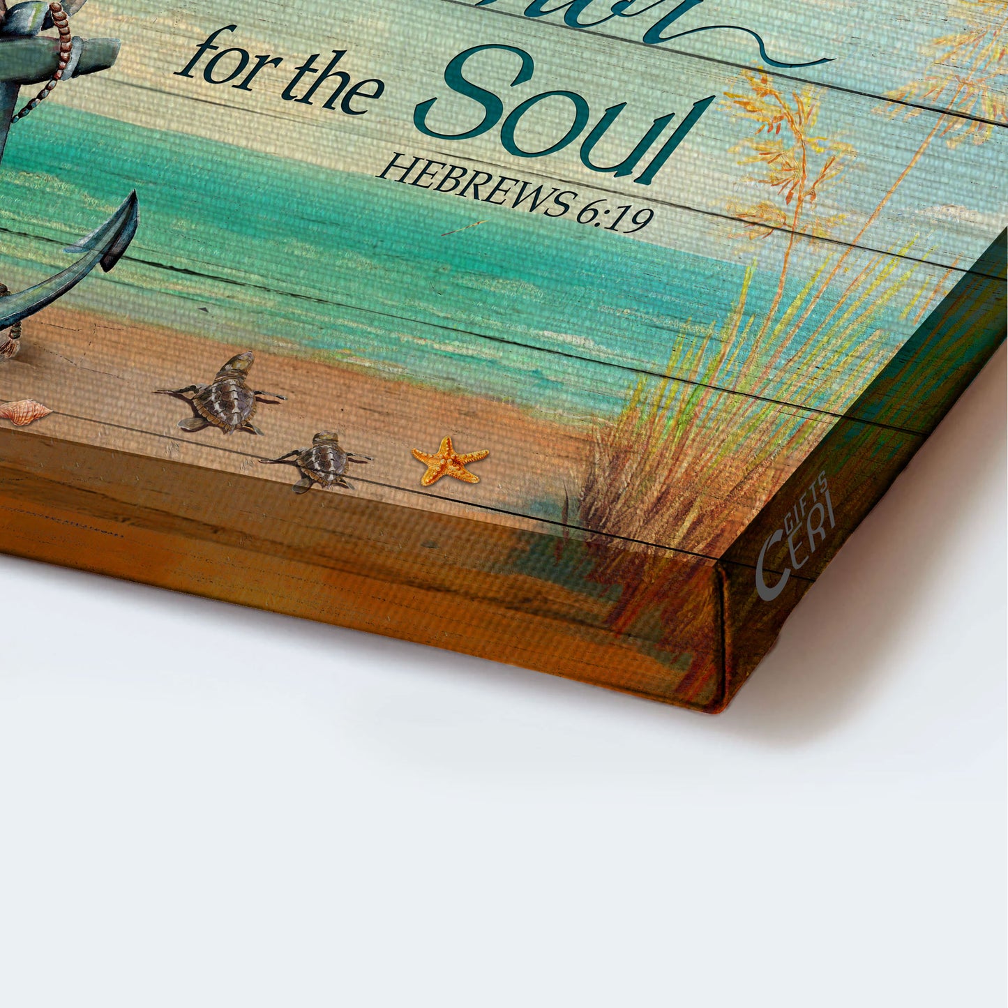 Jesus Landscape Canvas - Anchor drawing, Blue ocean, Rice field Landscape Canvas - Gift For Religious Christian - Hope is an anchor for the soul