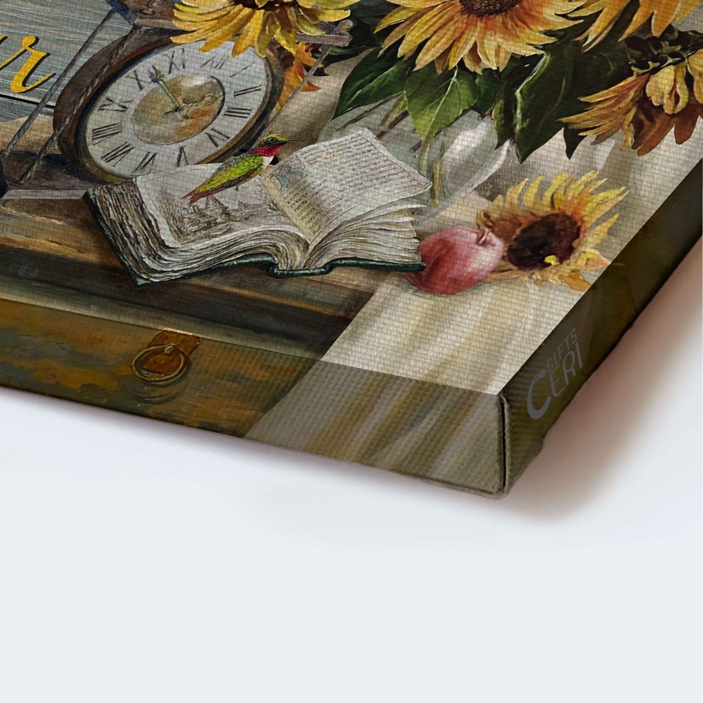 Jesus Landscape Canvas - Antique clock, Sunflower vase, Old bible Landscape Canvas - Gift For Christian - God will meet all your needs