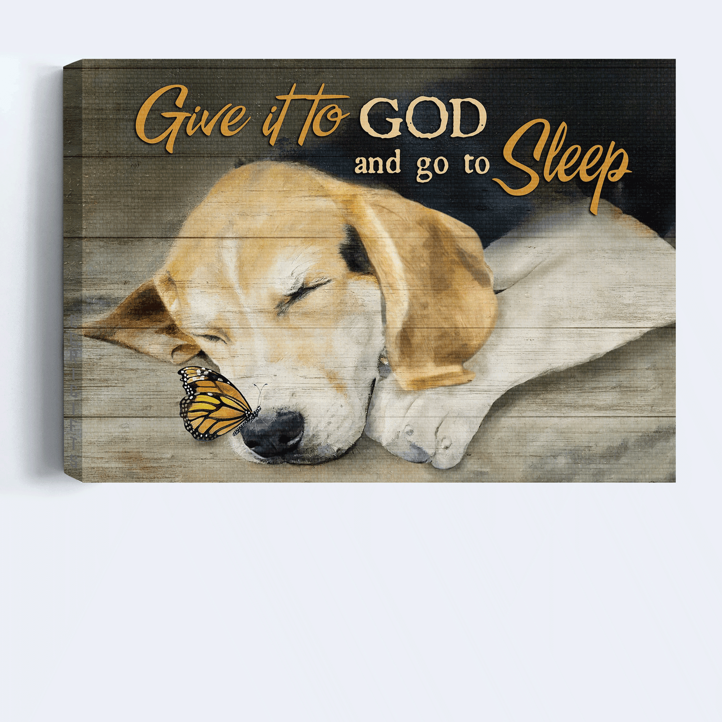 Jesus Landscape Canvas - Beagle painting, Puppy lover, Monarch butterfly Landscape Canvas - Gift For Christian - Give it to God and go to sleep