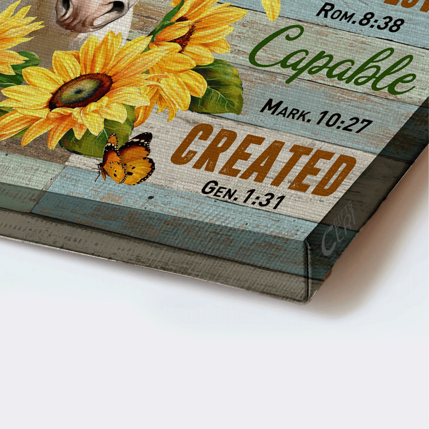 Jesus Landscape Canvas- Beautiful horse, Sunflower canvas- Gift for Christian- You are victorious, strong, never alone and always loved