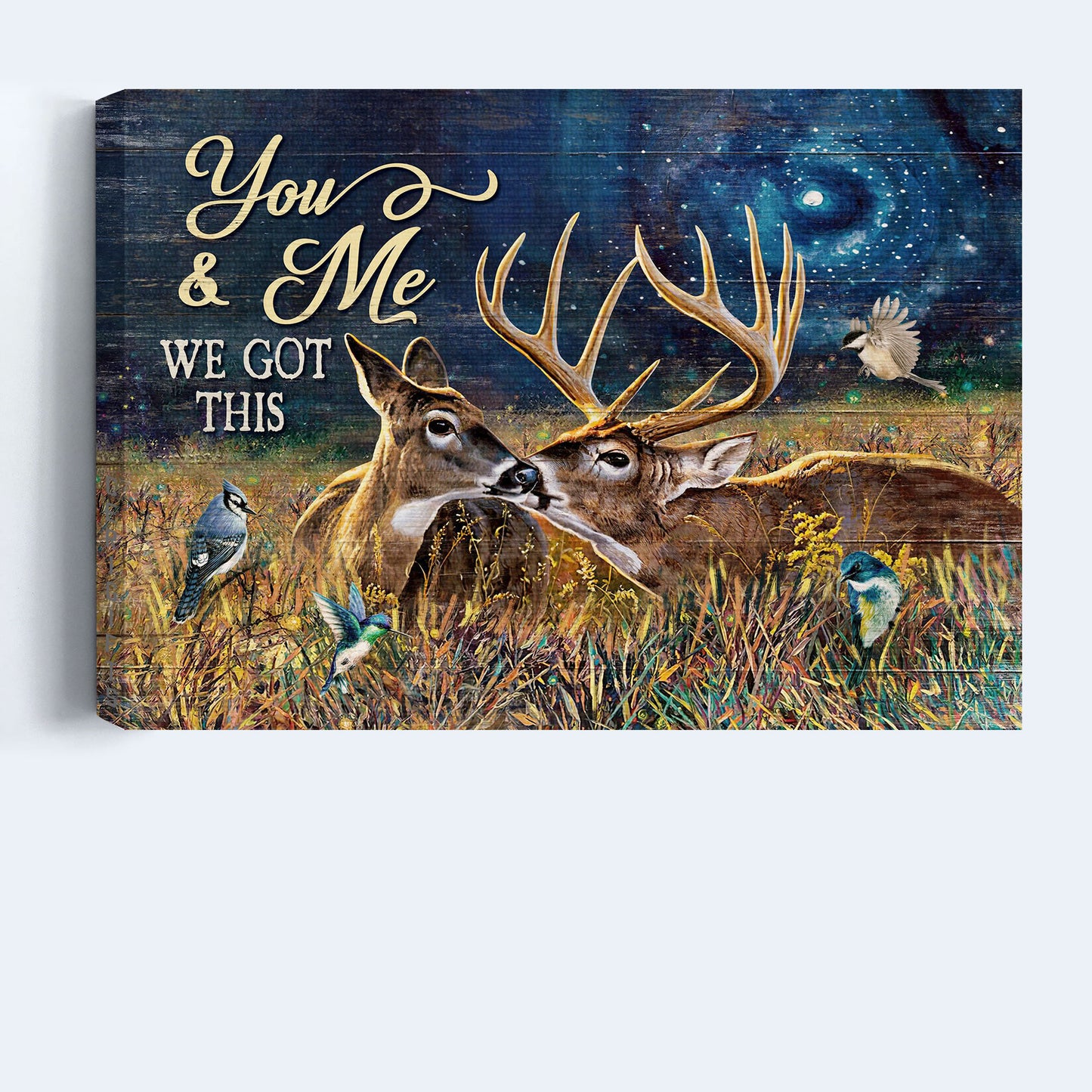 Jesus Landscape Canvas - Amazing deer painting, Lovely hummingbird Landscape Canvas - Gift For Religious Christian - You & Me We Got This
