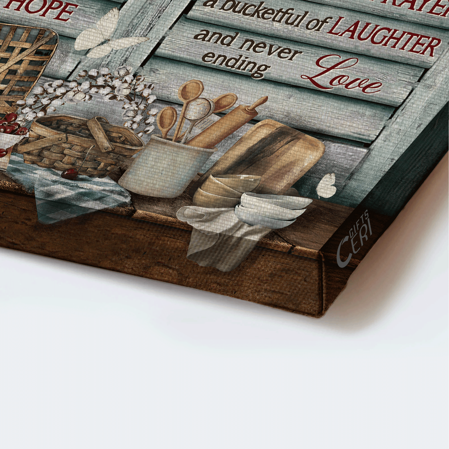 Jesus Landscape Canvas - Beautiful kitchen, Cotton flower, Butterfly Landscape Canvas - Gift For Christian - Our family recipe