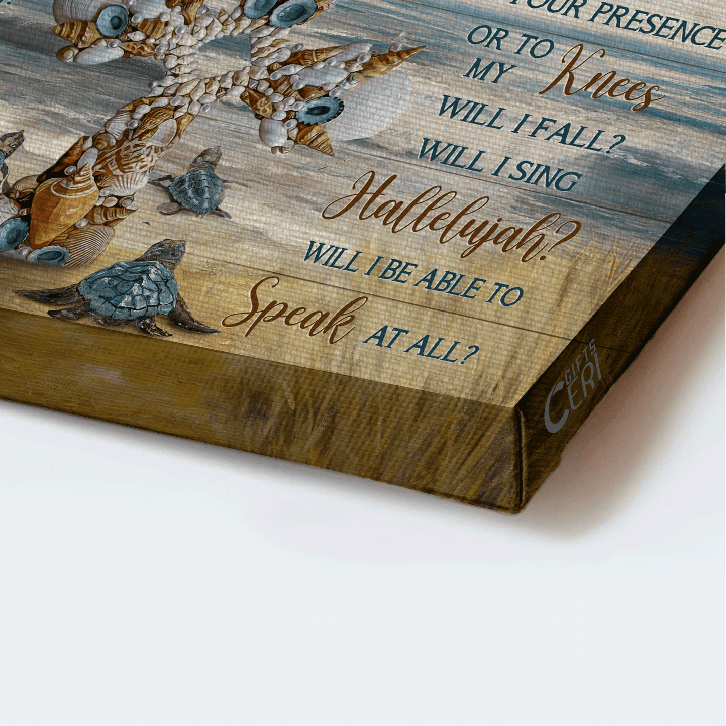 Jesus Landscape Canvas - Beautiful cross, Sea turtle, Seagull, Beach painting Landscape Canvas - Gift For Christian - I can only imagine