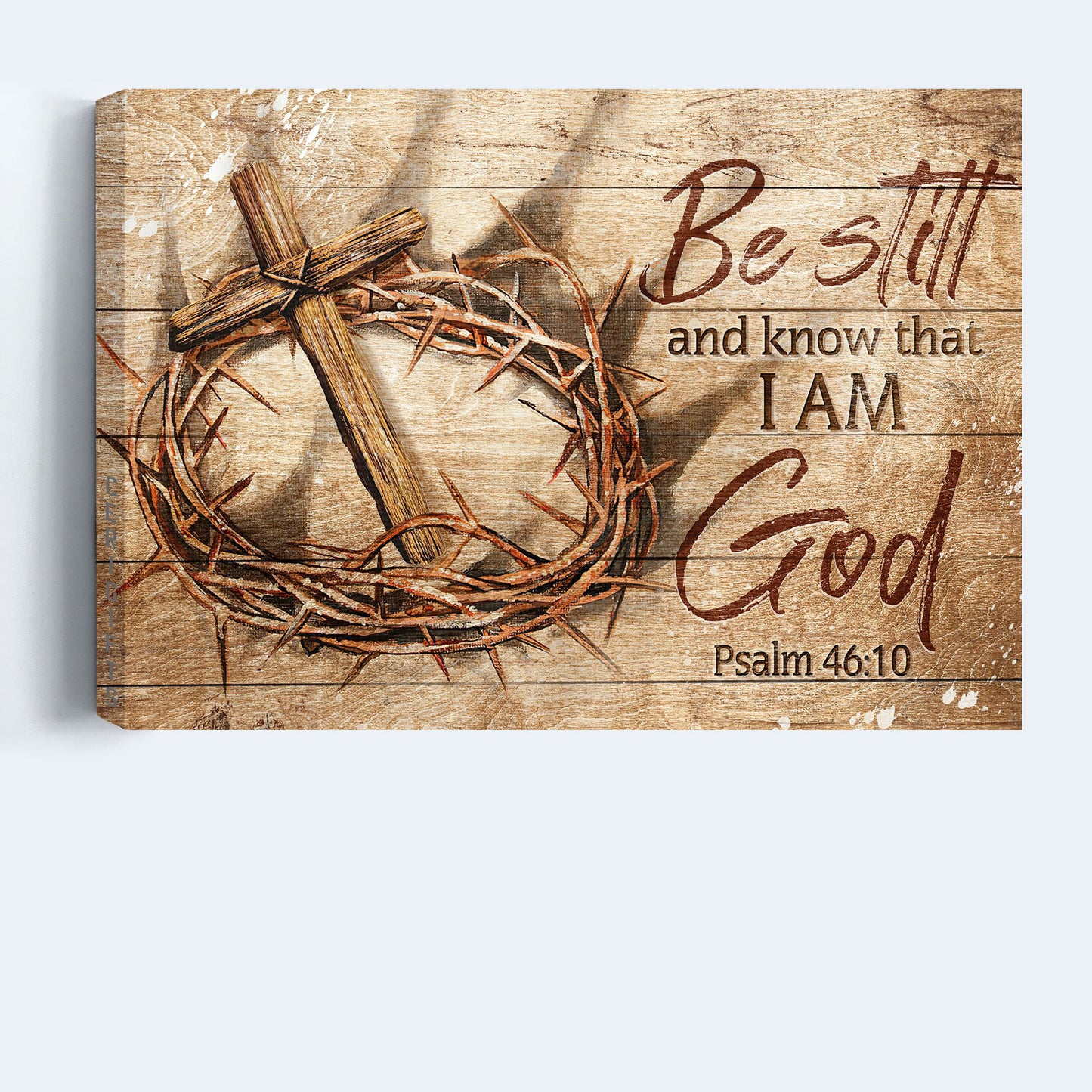 Jesus Landscape Canvas - Antique crown of thorn, Wooden cross Landscape Canvas - Gift For Christian - Be still and know that I am God