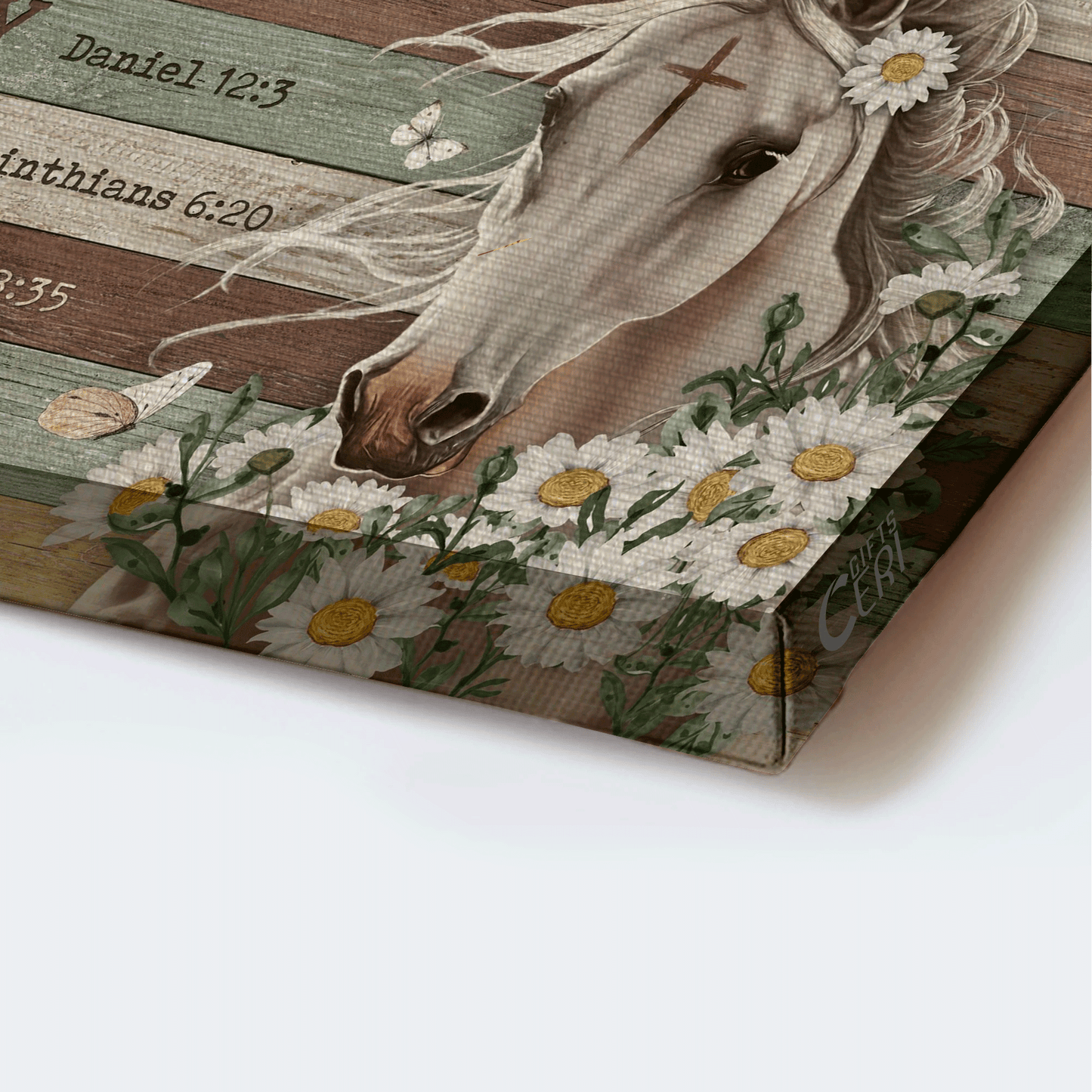 Jesus Landscape Canvas - Beautiful white horse, Horse drawing, Daisy flower Landscape Canvas - Gift For Christian - God says you are