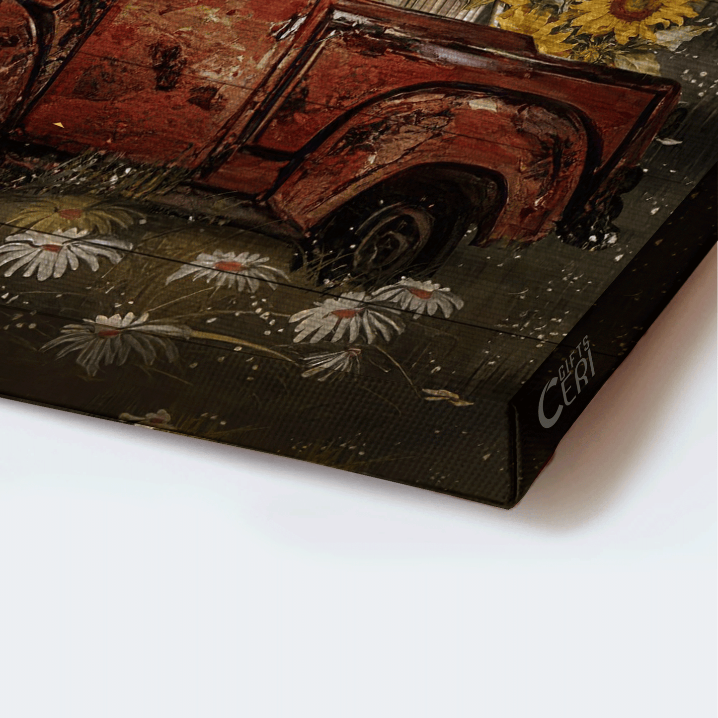 Jesus Landscape Canvas - Old ladybug car, Stunning drawing, Sunflower Landscape Canvas - Gift For Christian - Jesus take the wheel Landscape Canvas