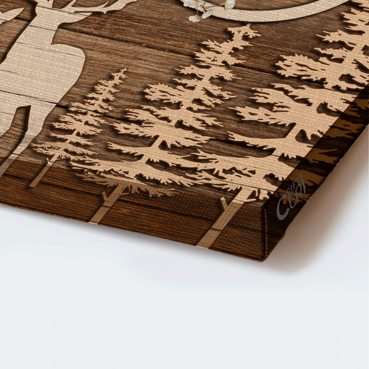 Couple Landscape Canvas- Deer couple, Wooden carving canvas- Gift for couple, lover, husband. wife, boyfriend, girlfriend- The love between you and me is unbreakable