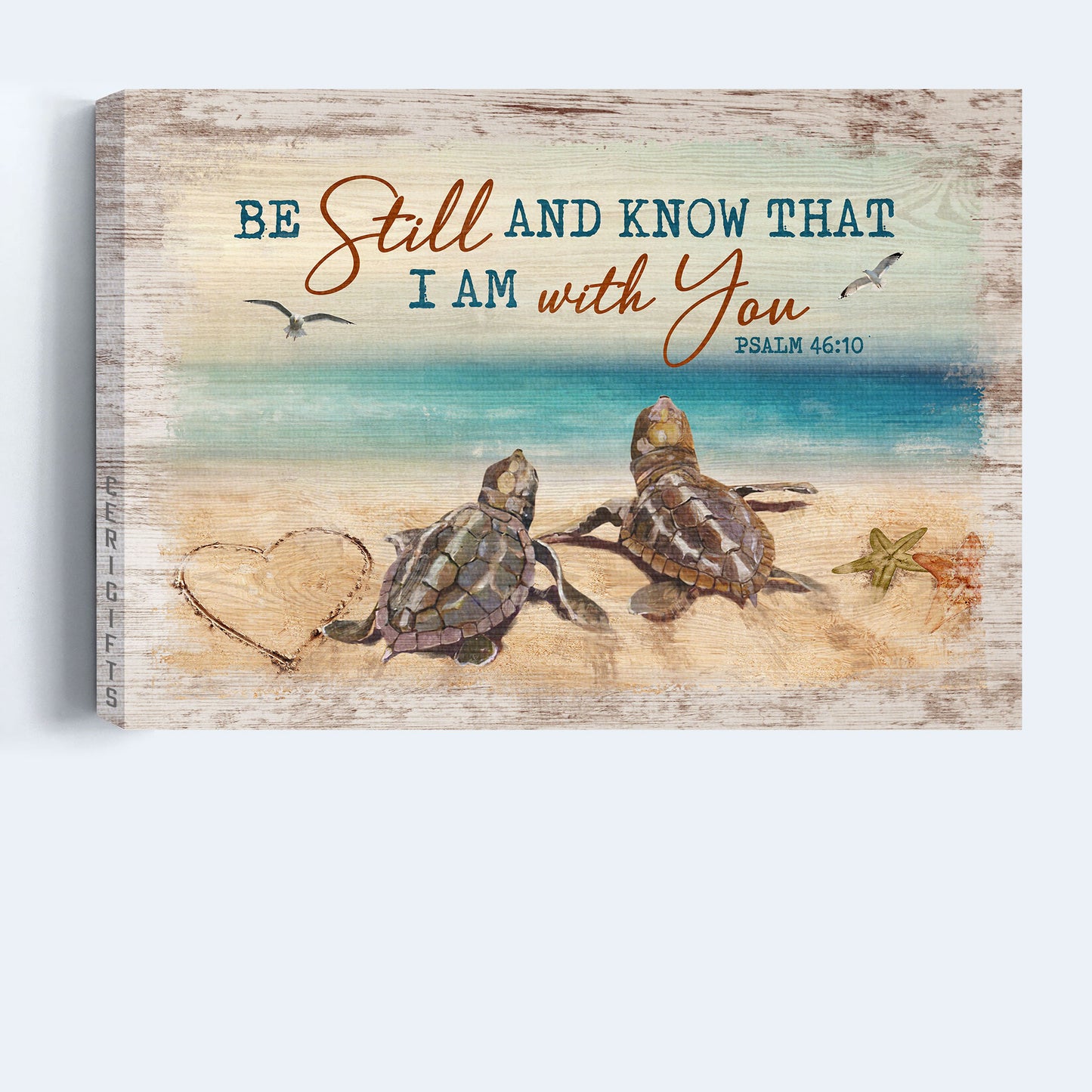 Jesus Landscape Canvas - Amazing sea turtle, Blue ocean, Seagull Landscape Canvas - Gift For Religious Christian - Be still and know that I am God