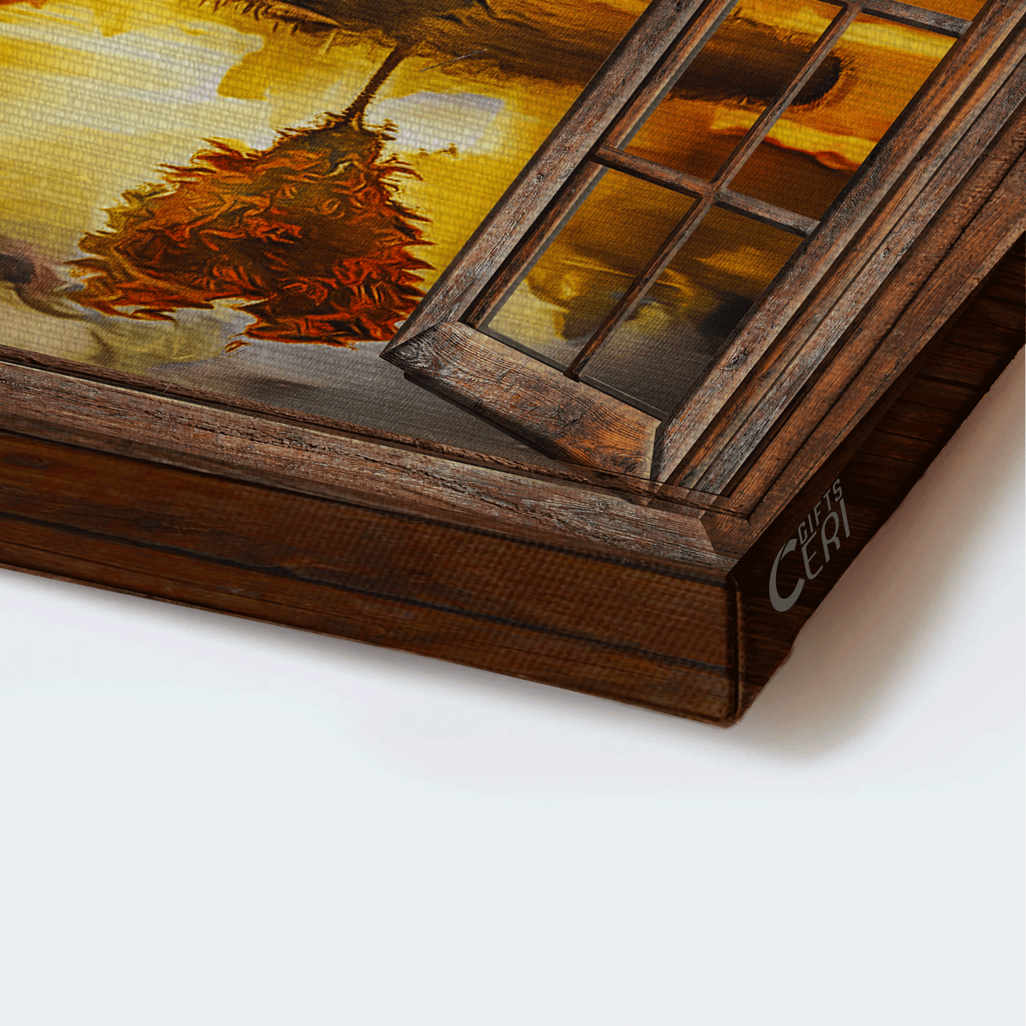 Jesus Landscape Canvas - Lion of Judah, The beautiful sunset, Window frame, Lion and the dove Landscape Canvas - Gift For Christian Landscape Canvas