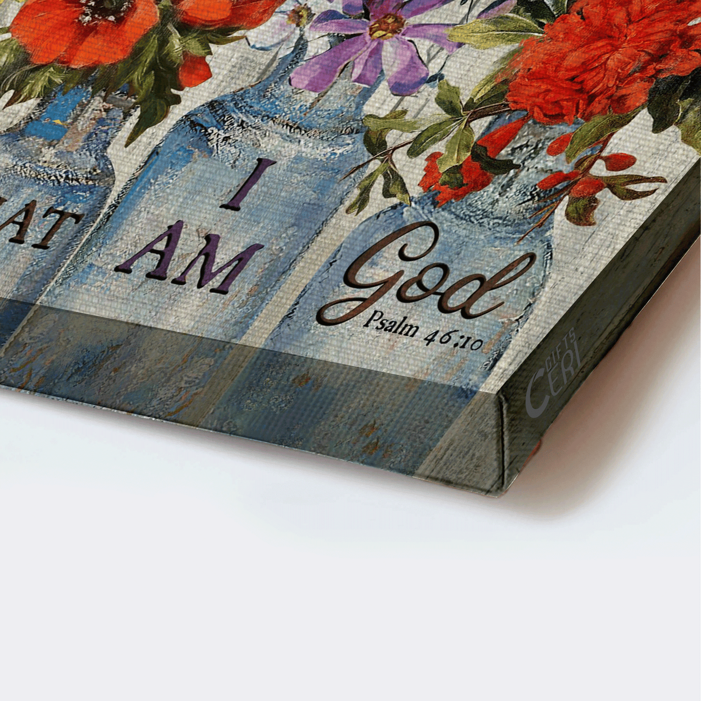 Jesus Landscape Canvas - Vintage Flower, Hummingbird, Still Life Painting Canvas - Gift For Christian - Be Still And Know That I Am God Canvas