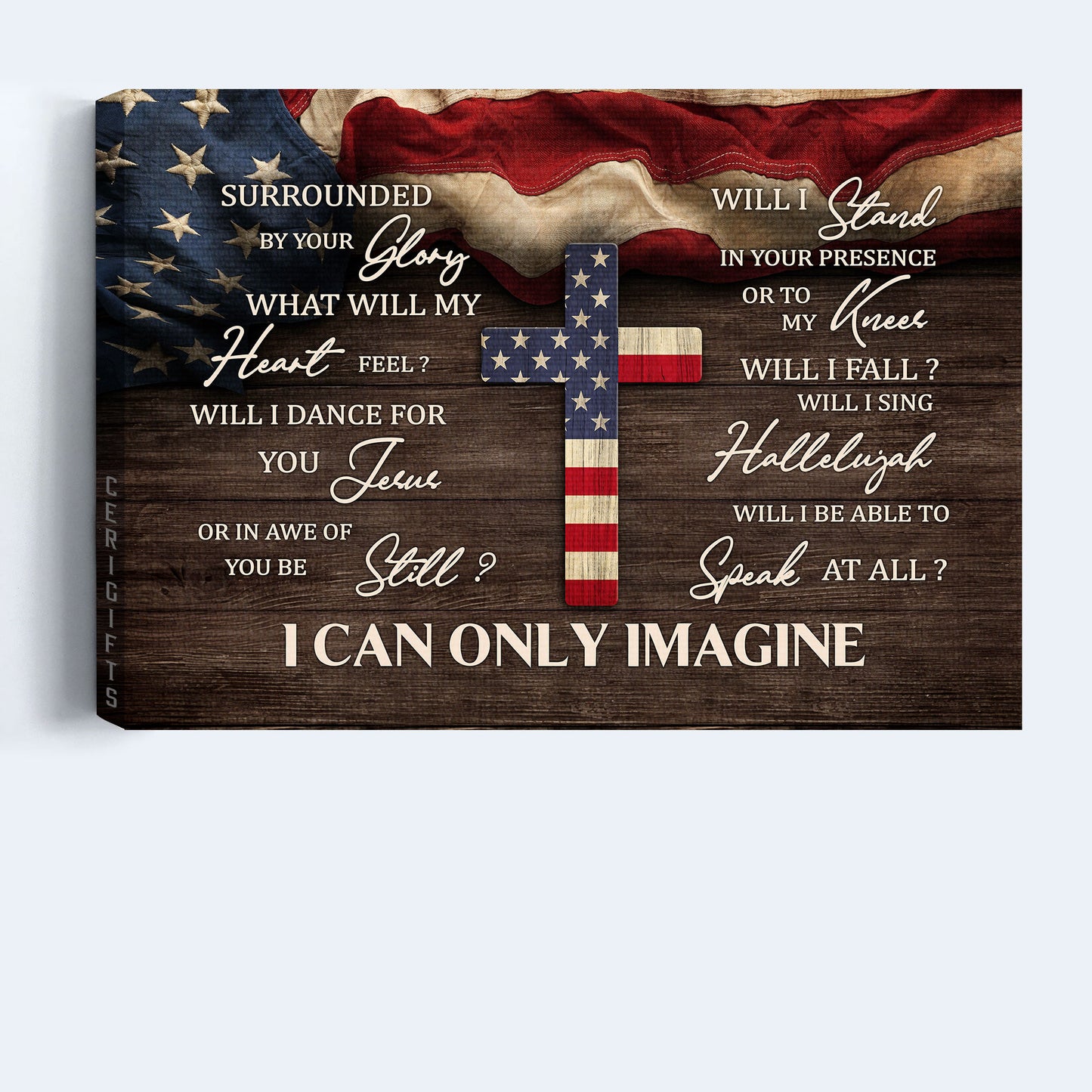 Jesus Landscape Canvas - America Flag, The cross Landscape Canvas - Gift For Religious Christian -I can only imagine
