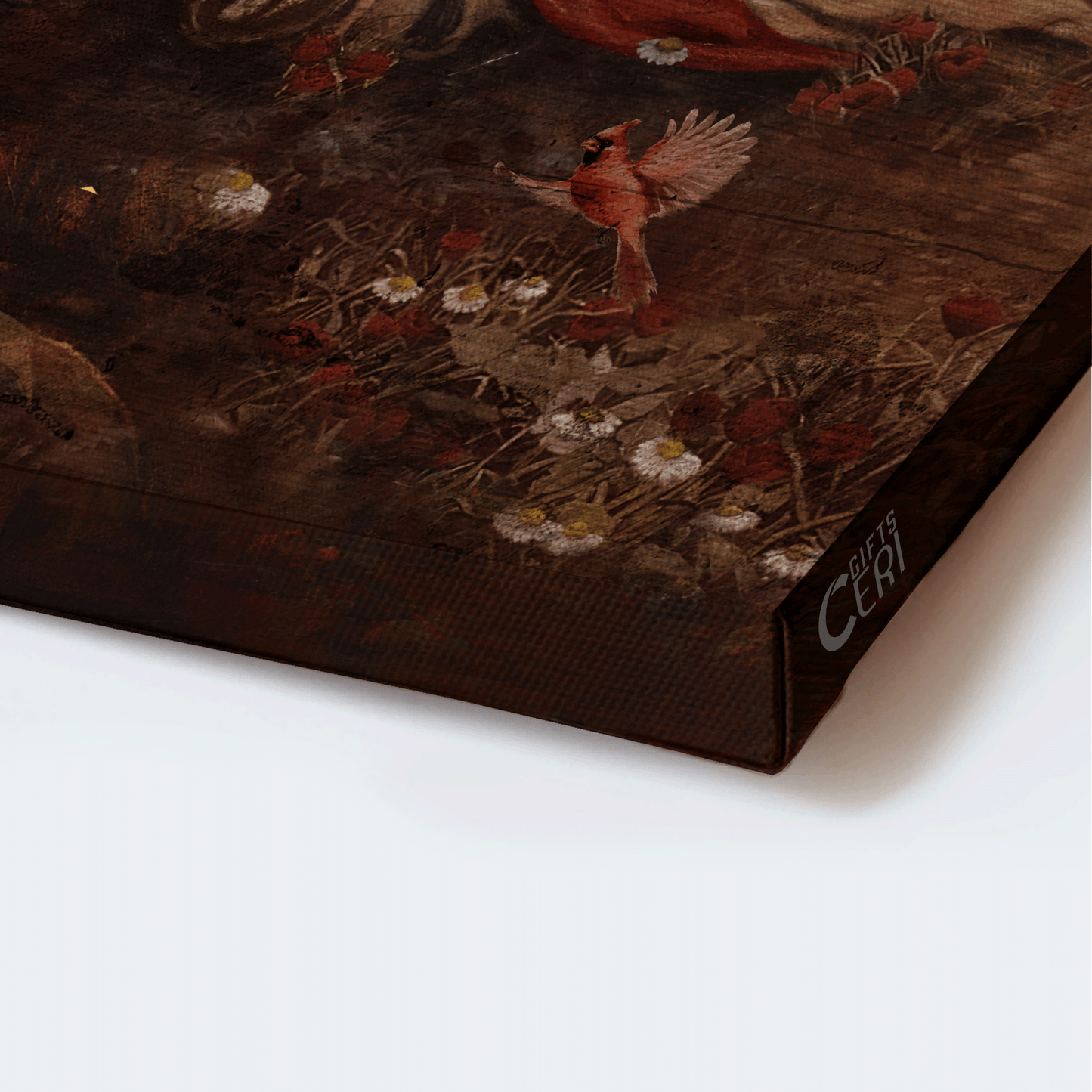 Jesus Landscape Canvas - Red cardinal, Jesus painting, Daisy flower, Crown of thorns, In the darkness Landscape Canvas - Gift For Christian Canvas Prints, Christian Wall Art