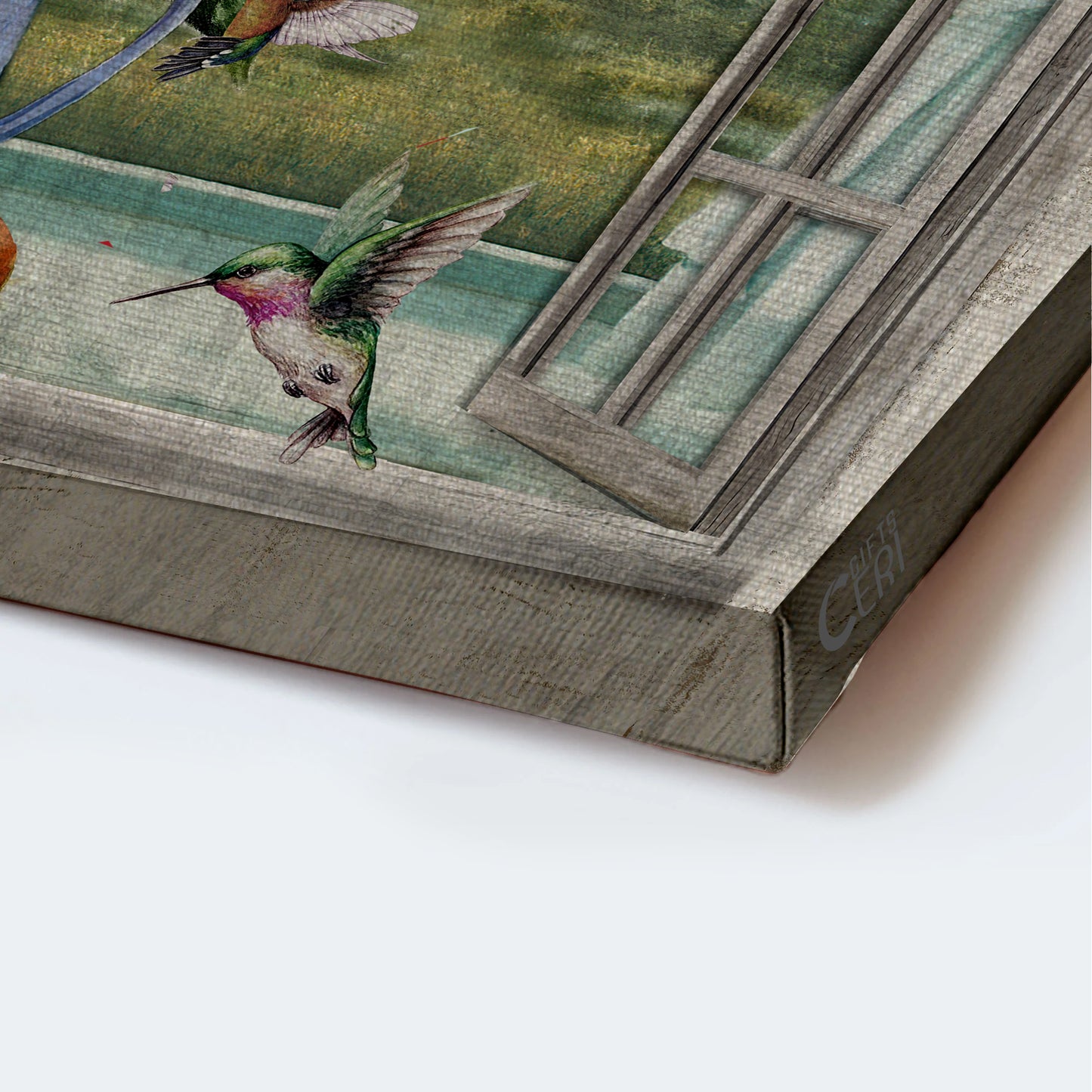 Jesus Landscape Canvas - Blue Hydrangea, Beautiful Hummingbird, Window Landscape Canvas - Gift For Christian - Just Breathe Landscape Canvas