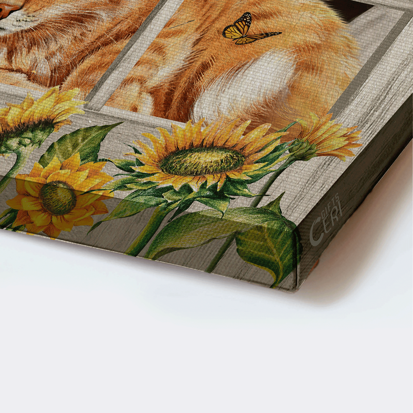 Jesus Landscape Canvas - Orange tabby cat, Sunflower painting, White window Landscape Canvas - Gift For Christian - Simply blessed Landscape Canvas