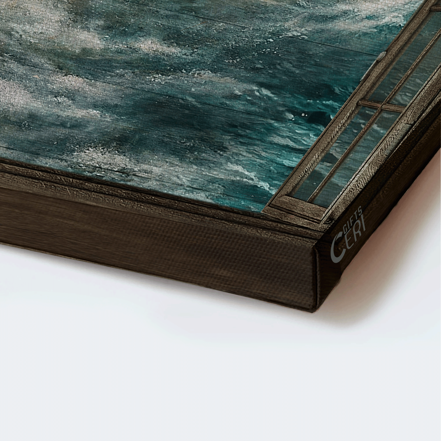 Jesus Landscape Canvas- Blue ocean, Jesus halo, God guides us through storm canvas- Gift for Christian- Landscape Canvas Prints, Wall Art