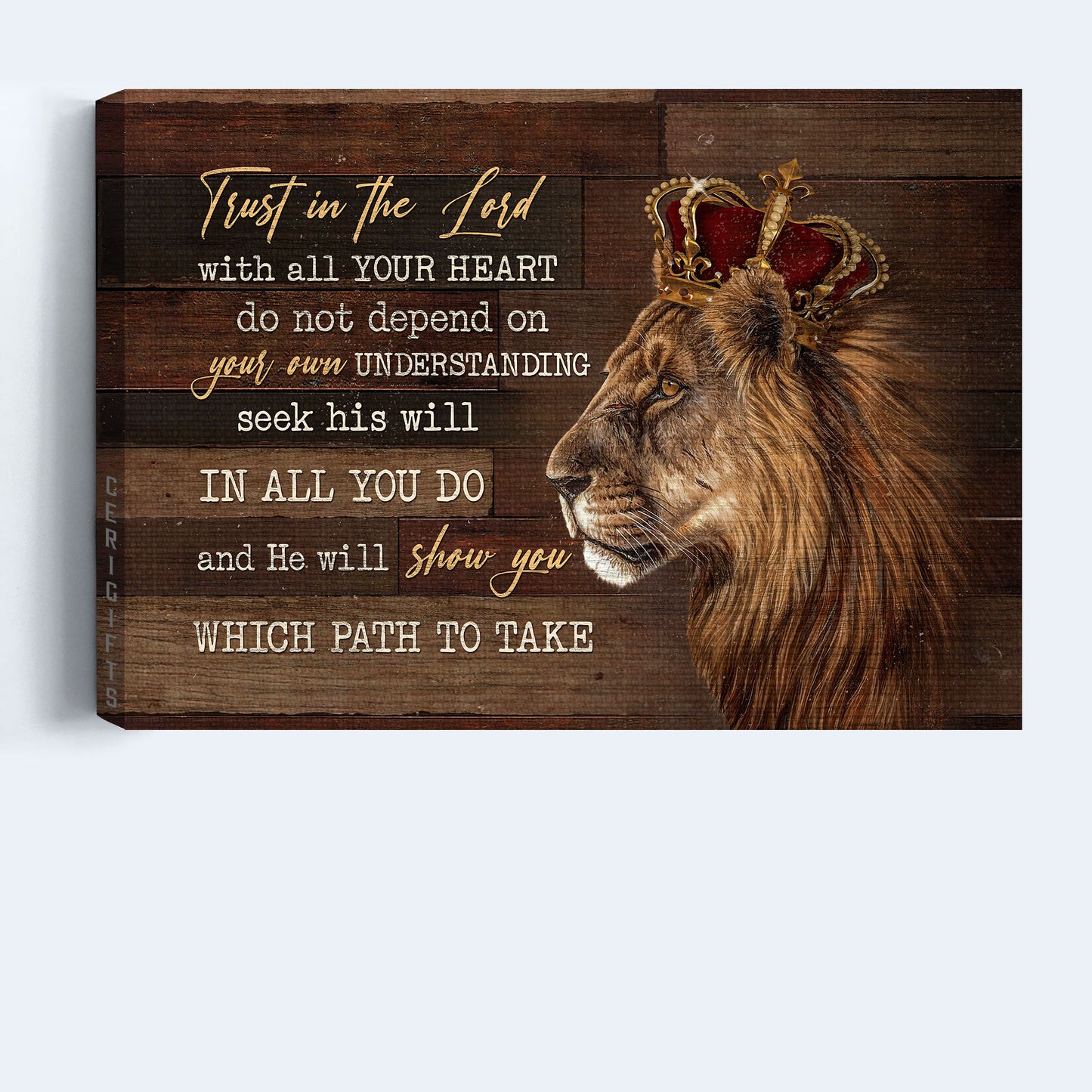 Jesus Landscape Canvas - Amazing Lion, Luxury Crown Landscape Canvas - Gift For Religious Christian - Trust In The Lord With All Your Heart