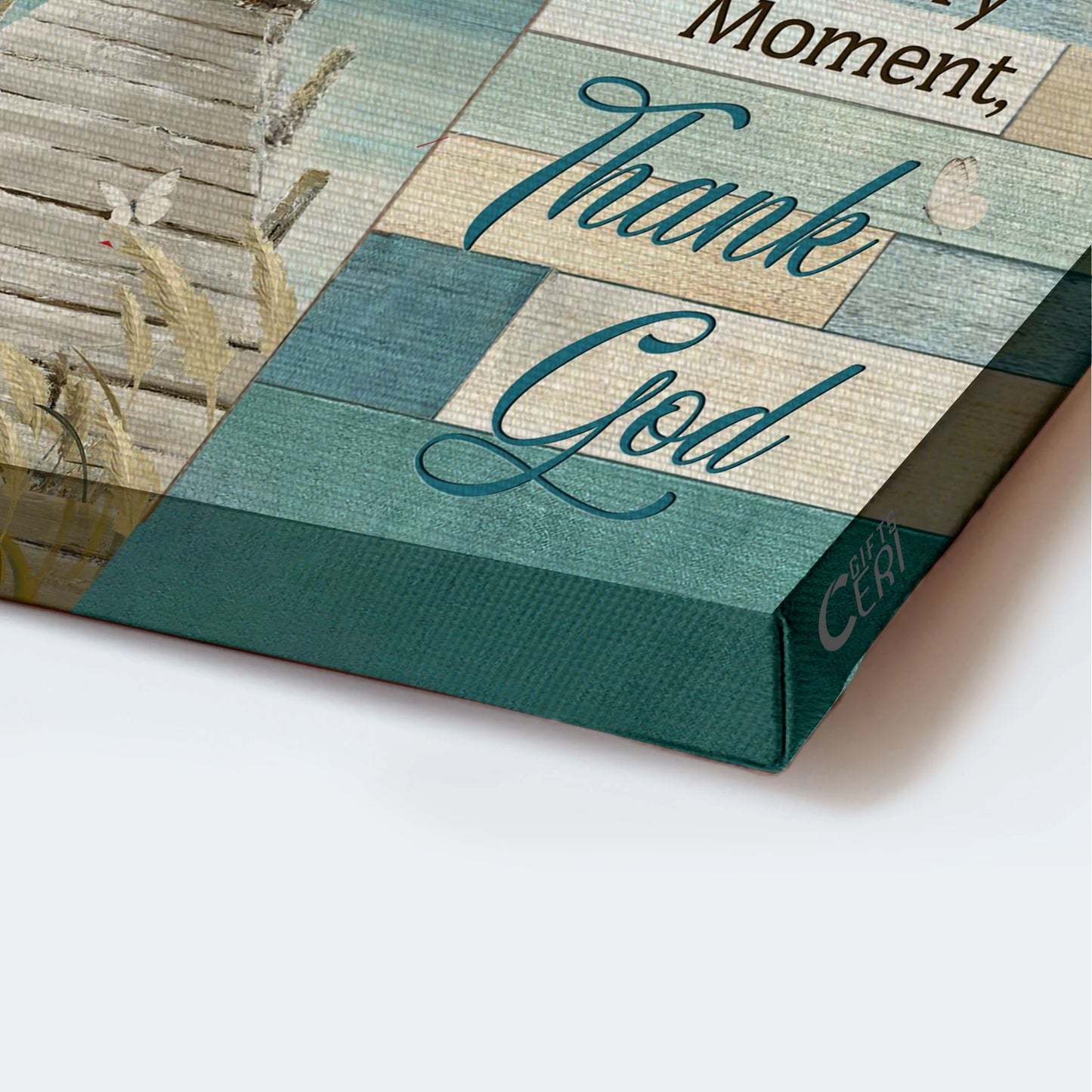 Jesus Landscape Canvas - Church By The River, White Butterfly Landscape Canvas - Gift For Christian - Every Moment, Thank God Landscape Canvas