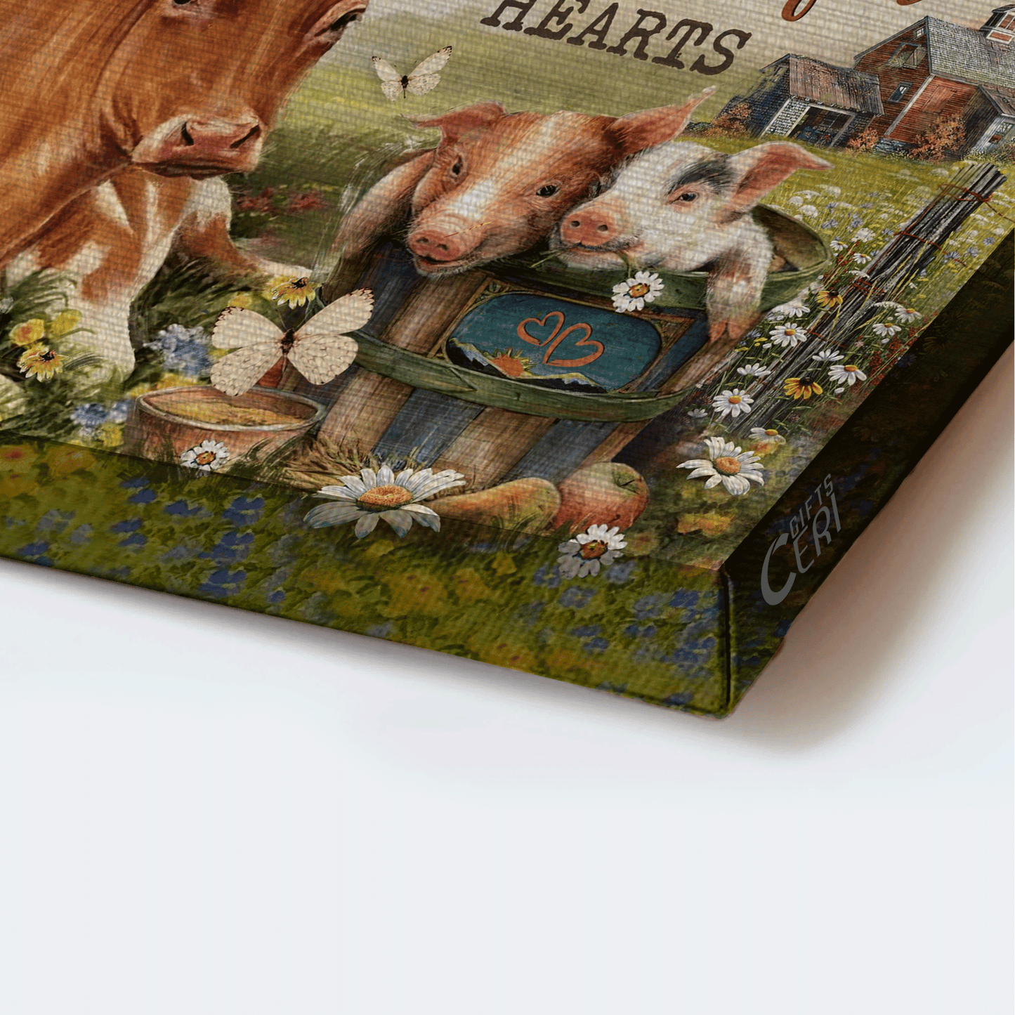 Jesus Landscape Canvas - Beautiful animals, Farm painting Landscape Canvas - Gift For Christian - Gather here with grateful hearts
