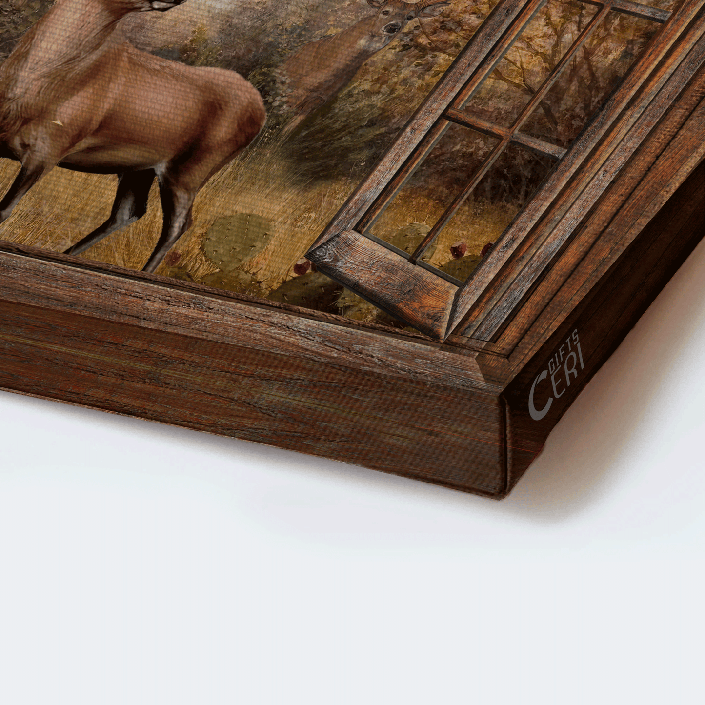 Jesus Landscape Canvas - Window Frame, Forest Drawing, Deer Painting Canvas - Gift For Christian - Into The Forest I Go Canvas