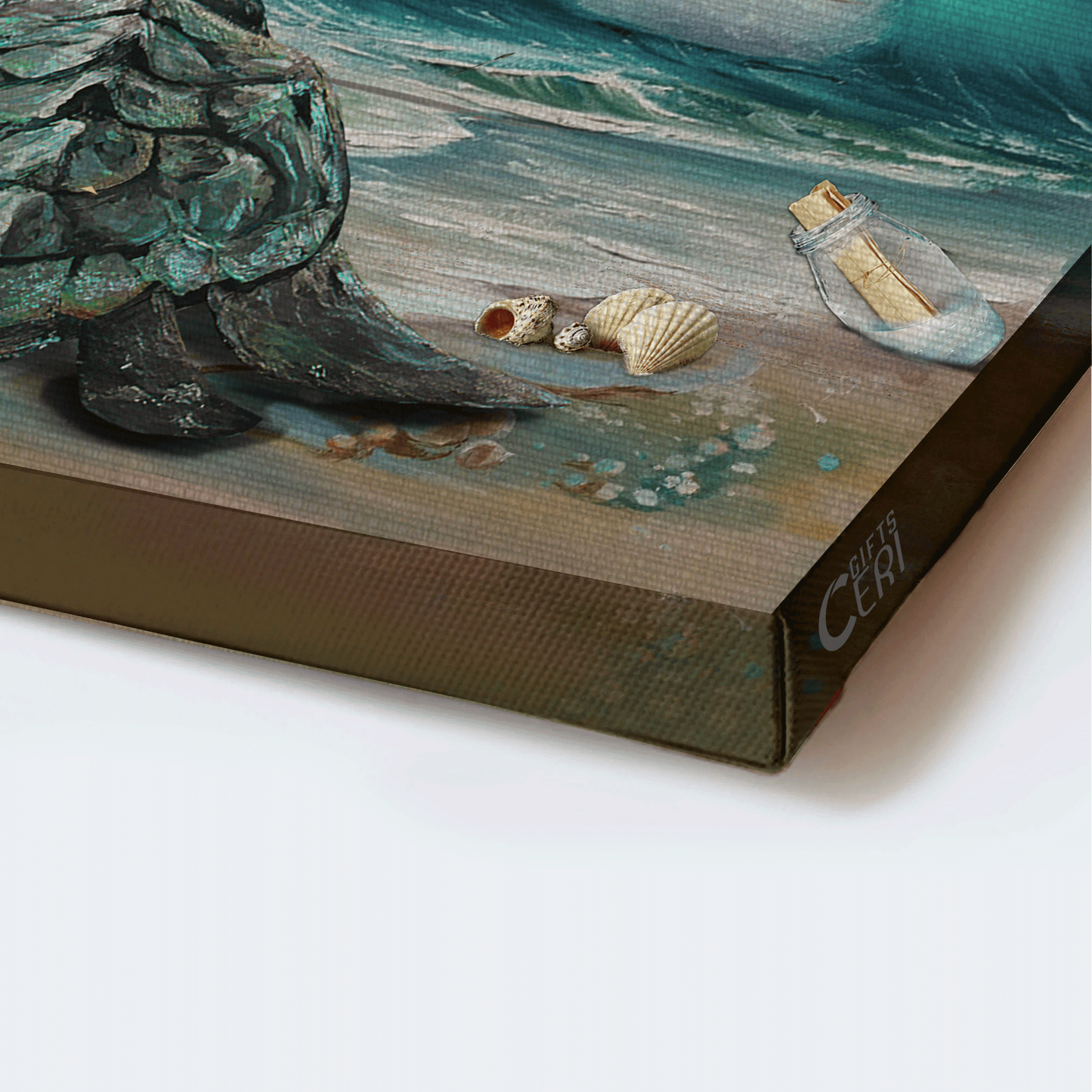 Jesus Landscape Canvas - Big sea turtle, Blue ocean drawing, Seagull Landscape Canvas - Gift For Christian - I will walk by faith even when I cannot see