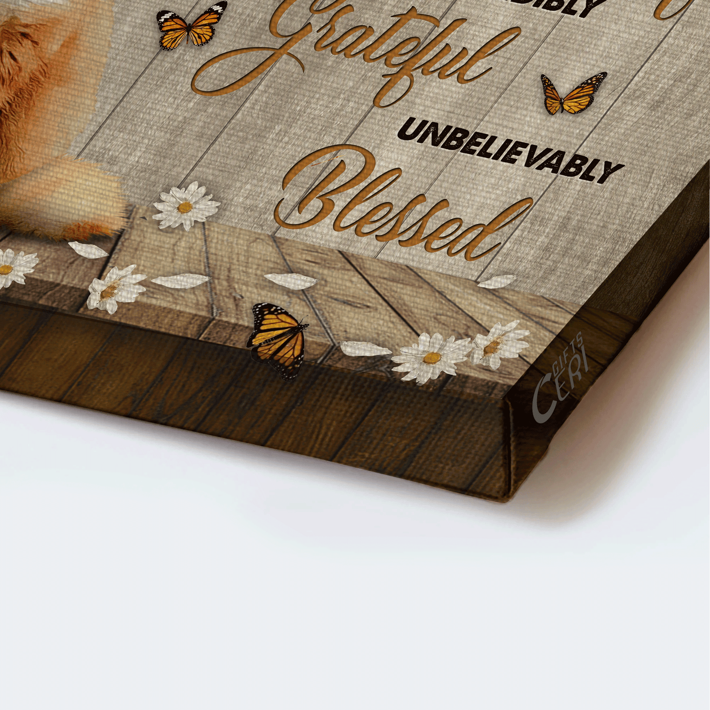Jesus Landscape Canvas - Beautiful cat, White daisy, Pretty butterfly Landscape Canvas - Gift For Christian - So very thankful