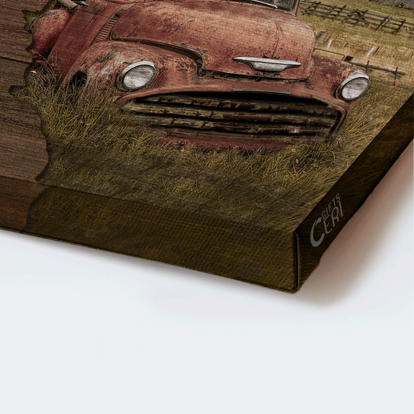 Jesus Landscape Canvas - Old car, Tranquil farm Landscape Canvas - Gift For Christian - As for me and my house we will serve the Lord Landscape Canvas