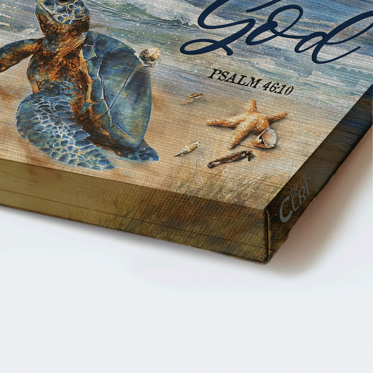 Jesus Landscape Canvas - Beautiful turtle, Blue ocean painting, Starfish Landscape Canvas - Gift For Christian - Be still and know that I am God