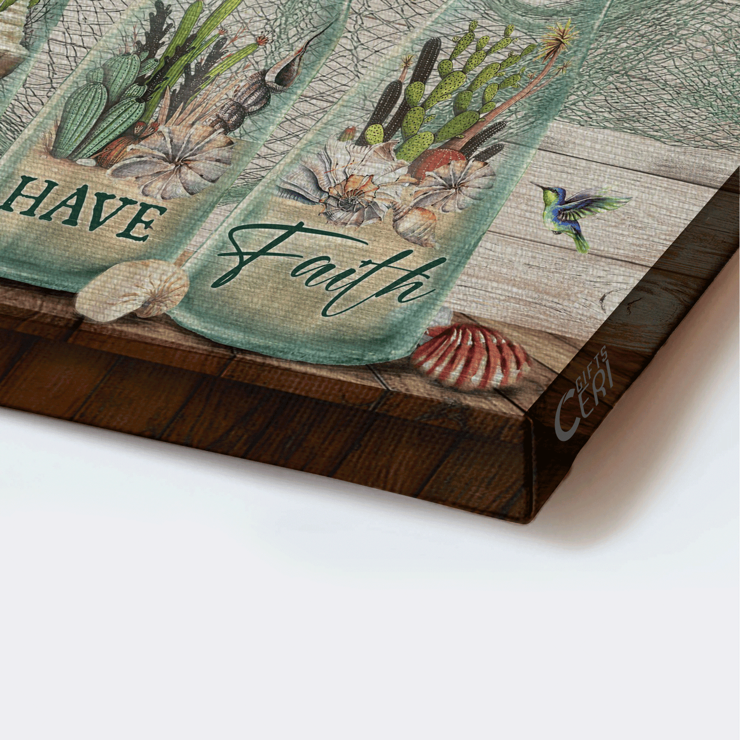 Jesus Landscape Canvas - Beautiful bottle, Summer vibe, Cactus painting Landscape Canvas - Gift For Christian - Just have faith