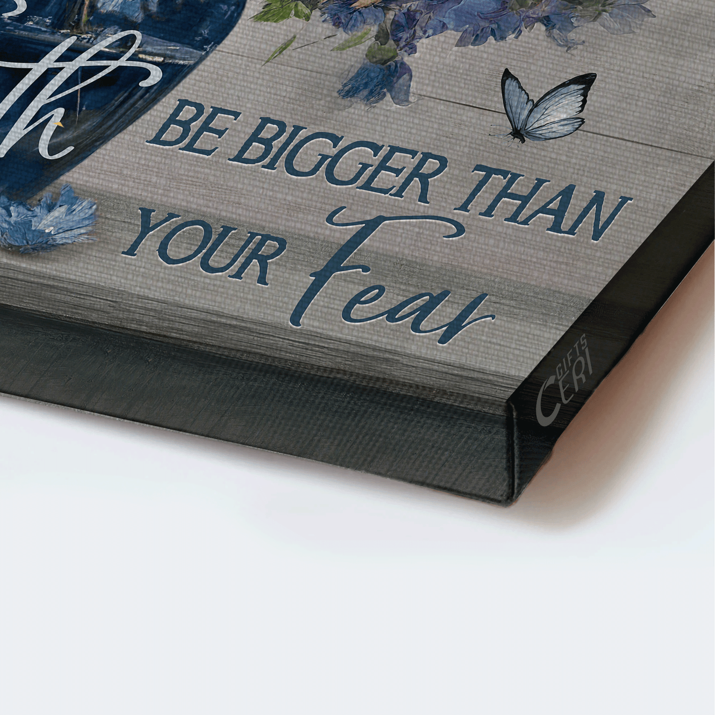 Jesus Landscape Canvas - Blue flower, Unique butterfly Landscape Canvas - Gift For Christian - Let your faith be bigger than your fear Landscape Canvas