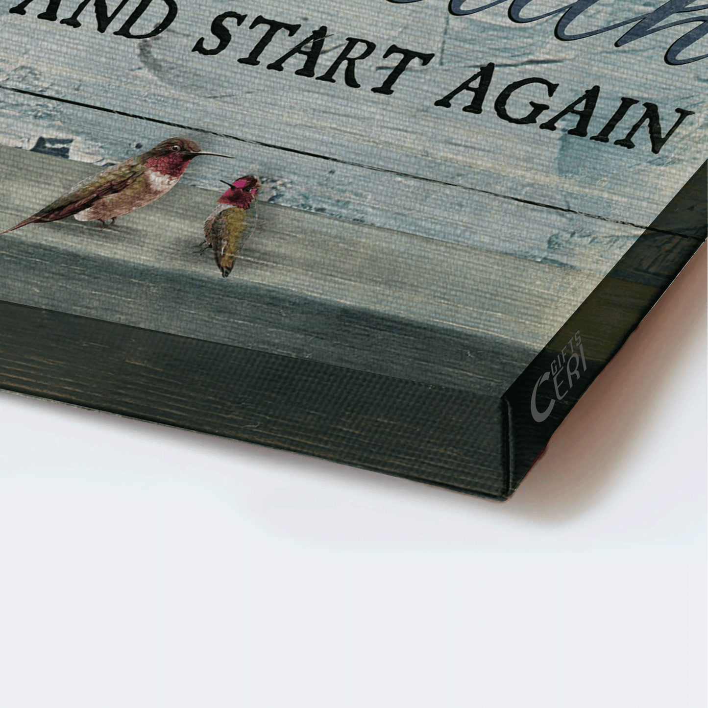 Jesus Landscape Canvas - Vintage Blue Flower, Beautiful Hummingbird Canvas - Gift For Christian - Every Day Is A New Beginning Canvas