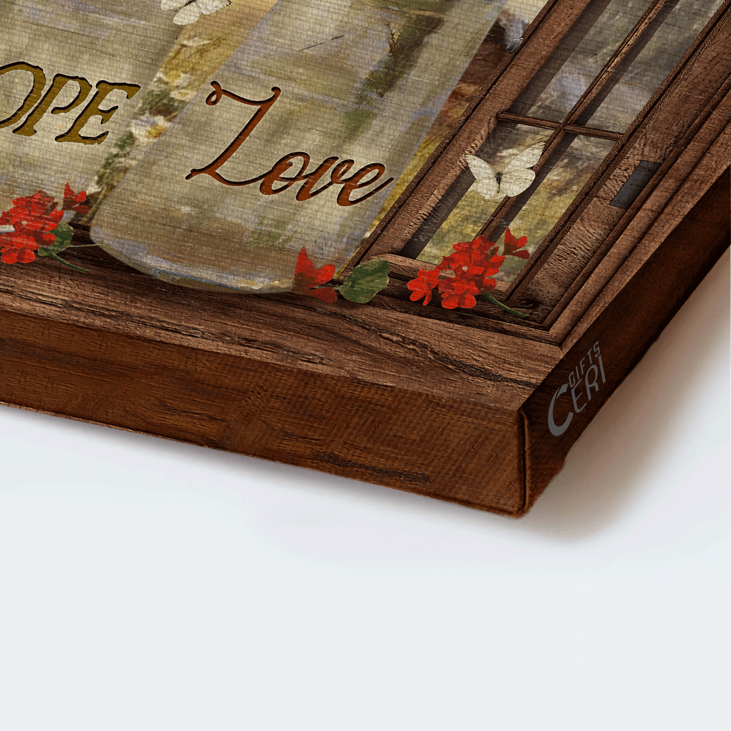 Jesus Landscape Canvas - White butterfly, Wooden windows Landscape Canvas - Inspirational gift, Gift For Religious Christian - Faith Hope Love
