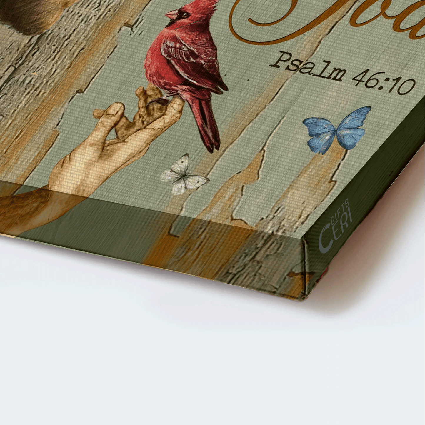 Jesus Landscape Canvas - Colorful Butterfly, The Real Face Of Jesus, Red Cardinal Landscape Canvas - Gift For Christian - Be Still And Know That I Am God Landscape Canvas