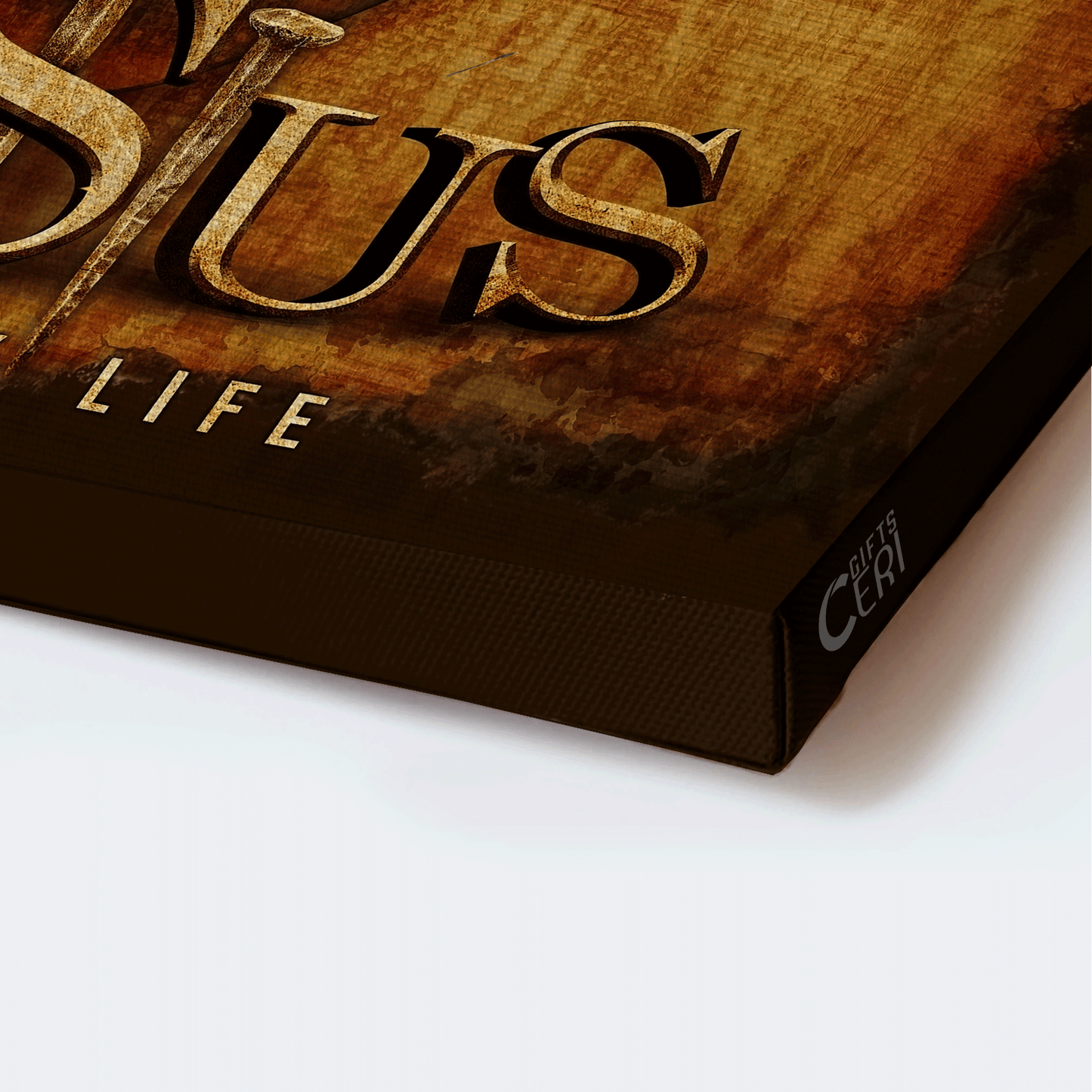 Jesus Landscape Canvas - The Savior, Sacred Heart Of Jesus, Three Nails Canvas - Gift For Christian - Jesus Saved My Life Canvas