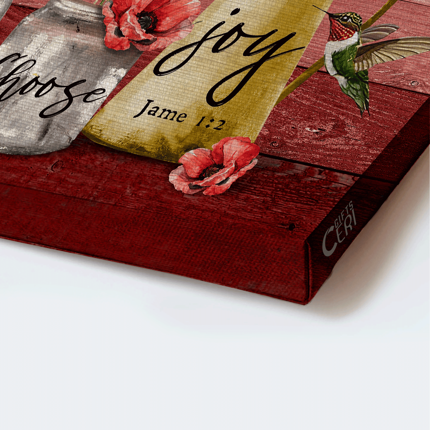 Jesus Landscape Canvas - Poppy Flower, Mason jars, Hummingbird Canvas - Gift for Christian - Today I choose Joy Landscape Canvas Prints, Wall Art