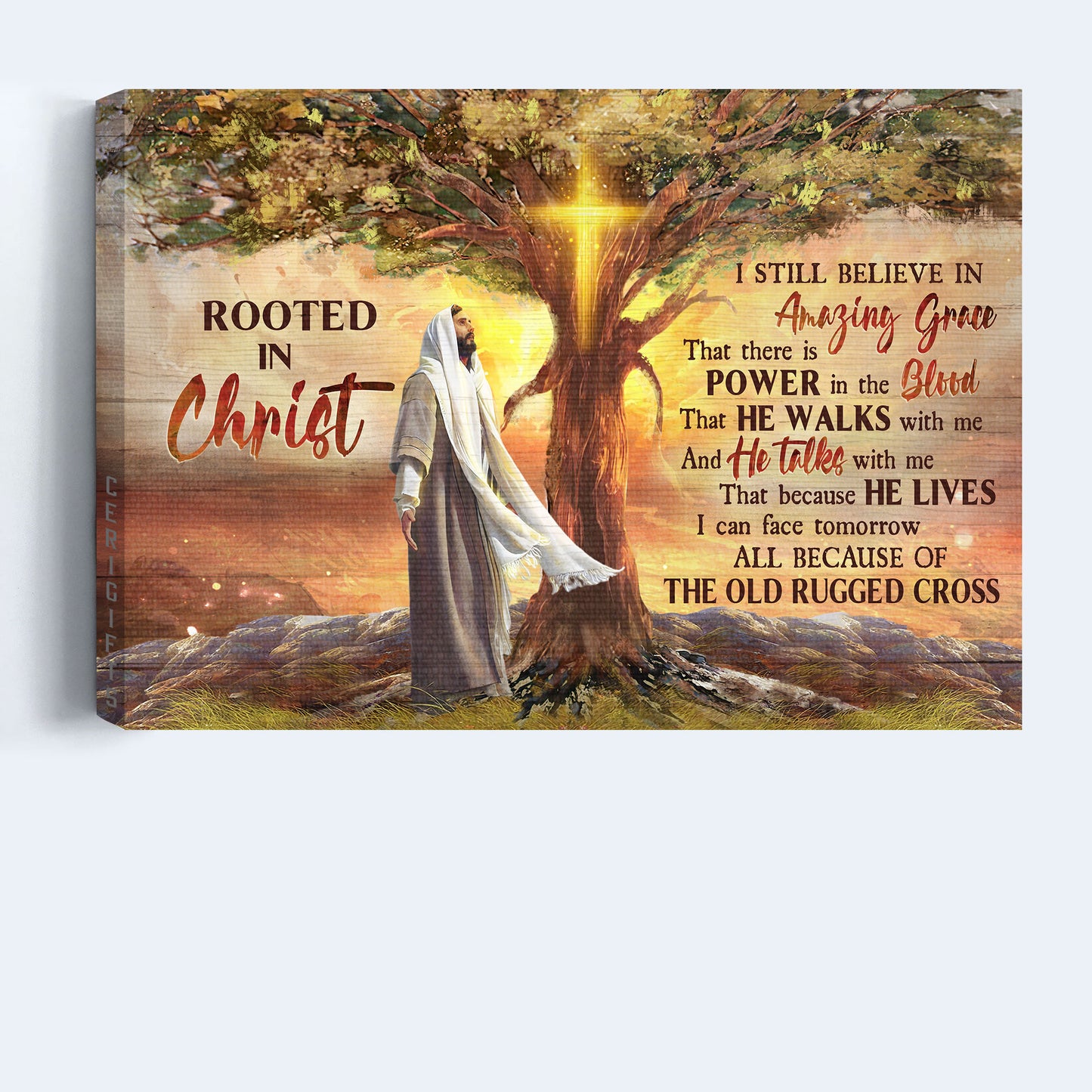 Jesus Landscape Canvas - Magic tree, Religious song, Bible verse, Landscape Canvas - Inspirational gift, Gift For Religious Christian - Rooted in Christ