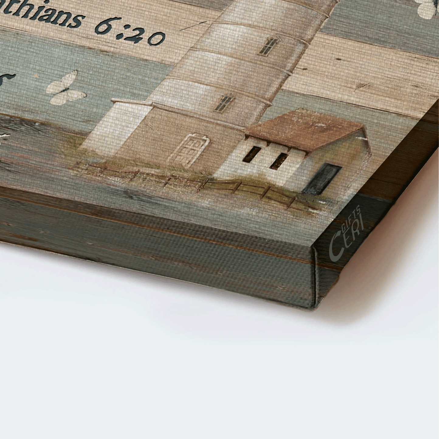 Jesus Landscape Canvas - Light house, Flying butterfly, Wood plank texture Canvas - Gift For Christian - God says you are unique Landscape Canvas