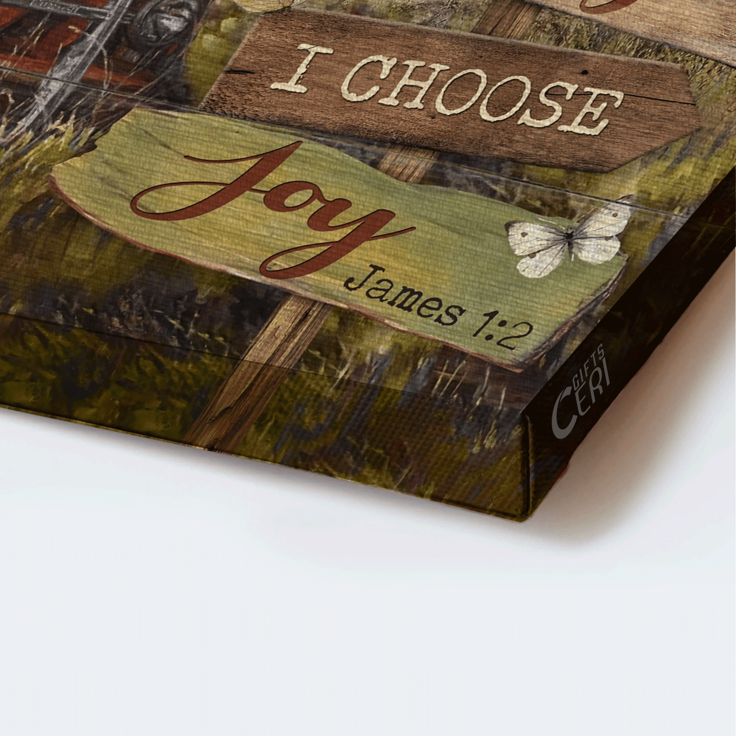 Jesus Landscape Canvas - Watercolor Ladybug Car, Old Barn, Windmill Canvas - Gift For Christian - Today I Choose Joy Canvas
